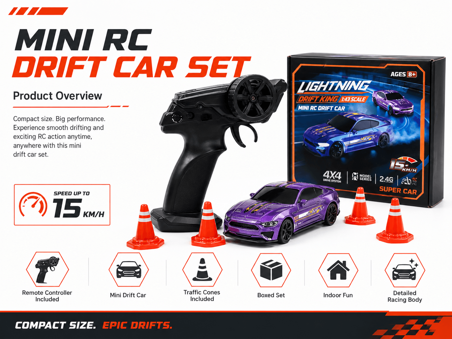 ENOZE Lightning Racing 1:43 4x4 Drift Car — Purple — view 6