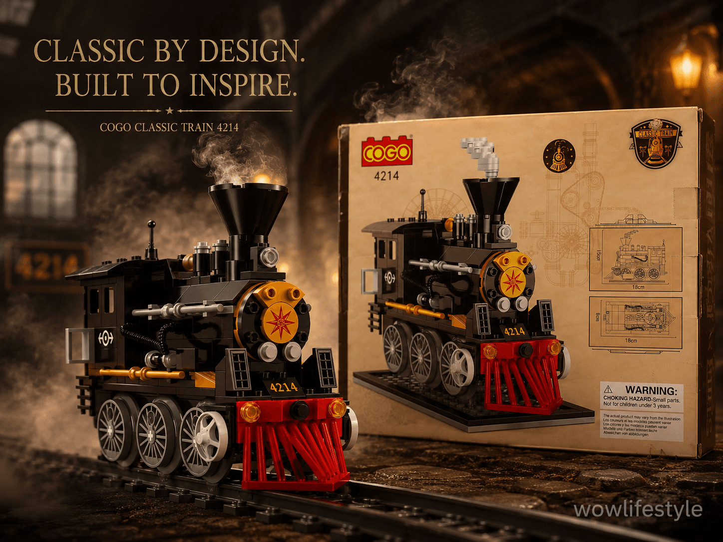 COGO Classic Steam Train Building Blocks Set — 246pcs, 6+