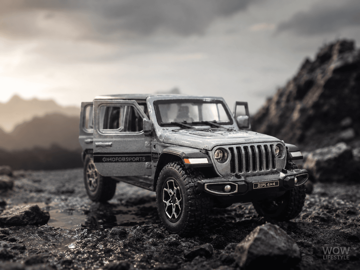 4x4 Off-Road Diecast SUV — Sage Green, Opening Doors — view 7