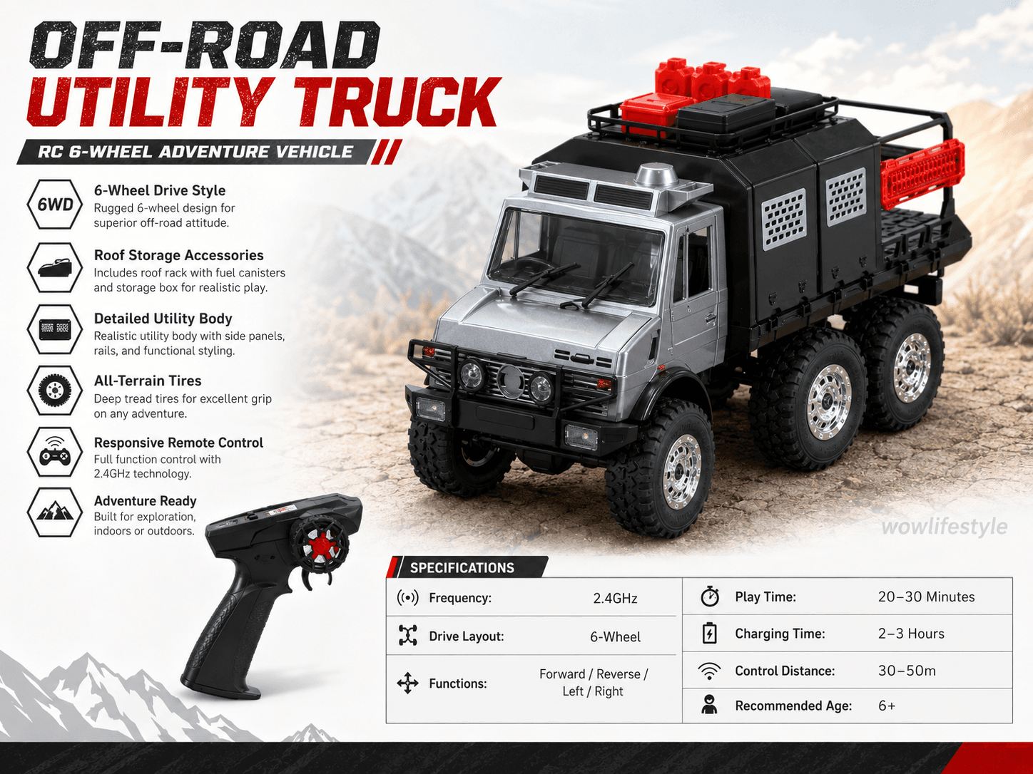 Wild XRC Mercedes Unimog 6WD 1:18 RC Rock Crawler – Metal Frame, RTR — view 7