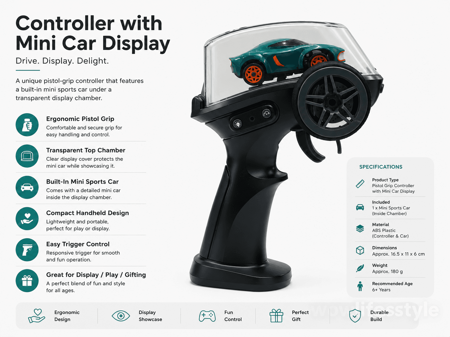 Desktop RC 1:64 Drift Car — Teal Punisher — view 2