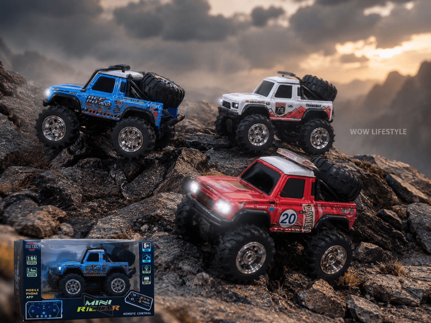 TRASPED Mini RC Car 1:64 Crawler — Multicolor