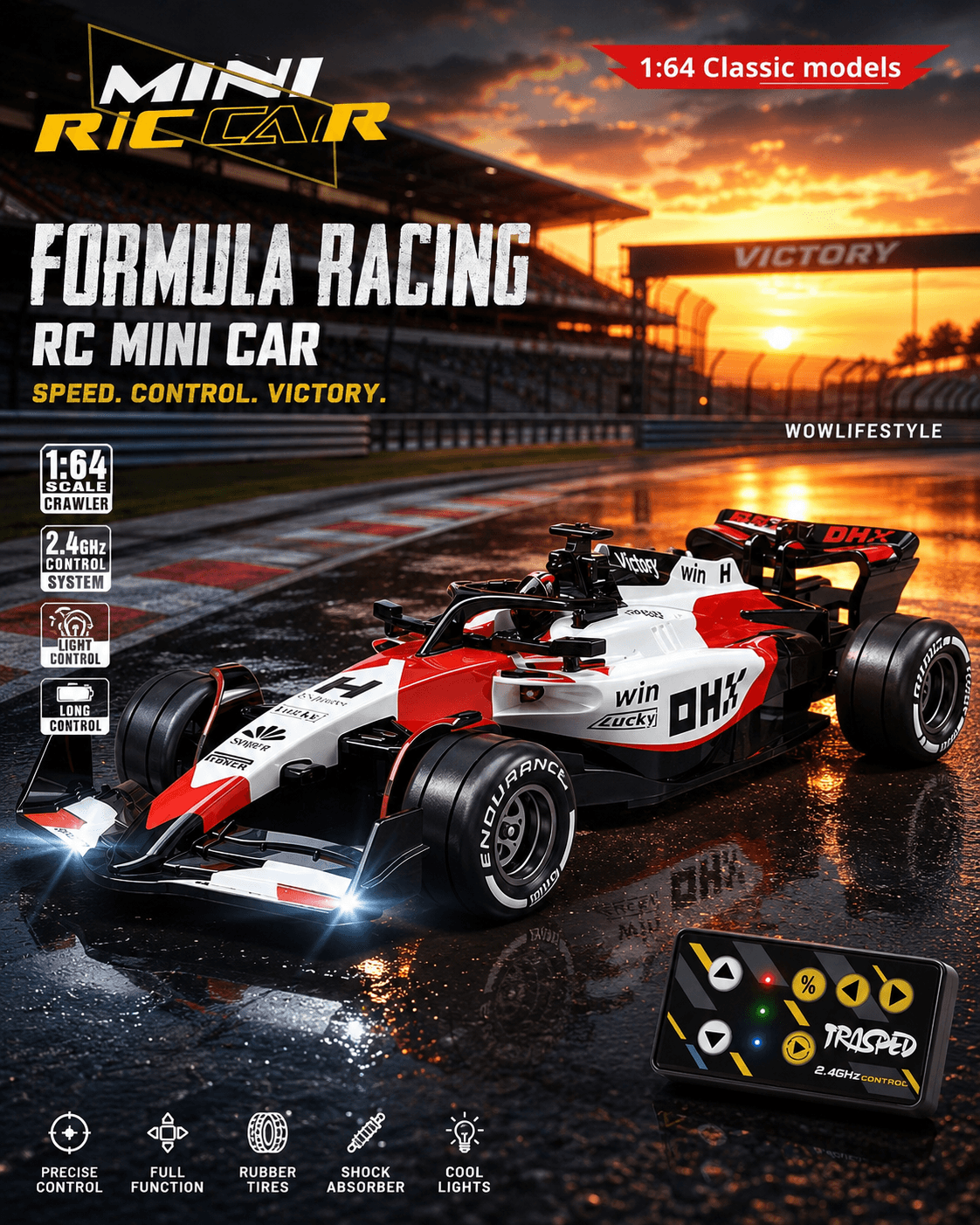TRASPED 1:64 Die-Cast F1 Mini RC Racing Car — Multicolor — view 1