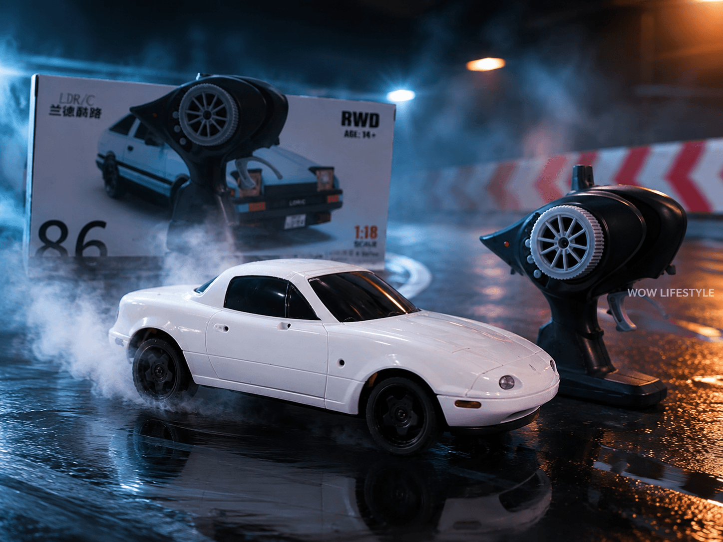 LDR-C 1:18 RC Drift Car MX5 — Pop-Up Headlights, White — view 3