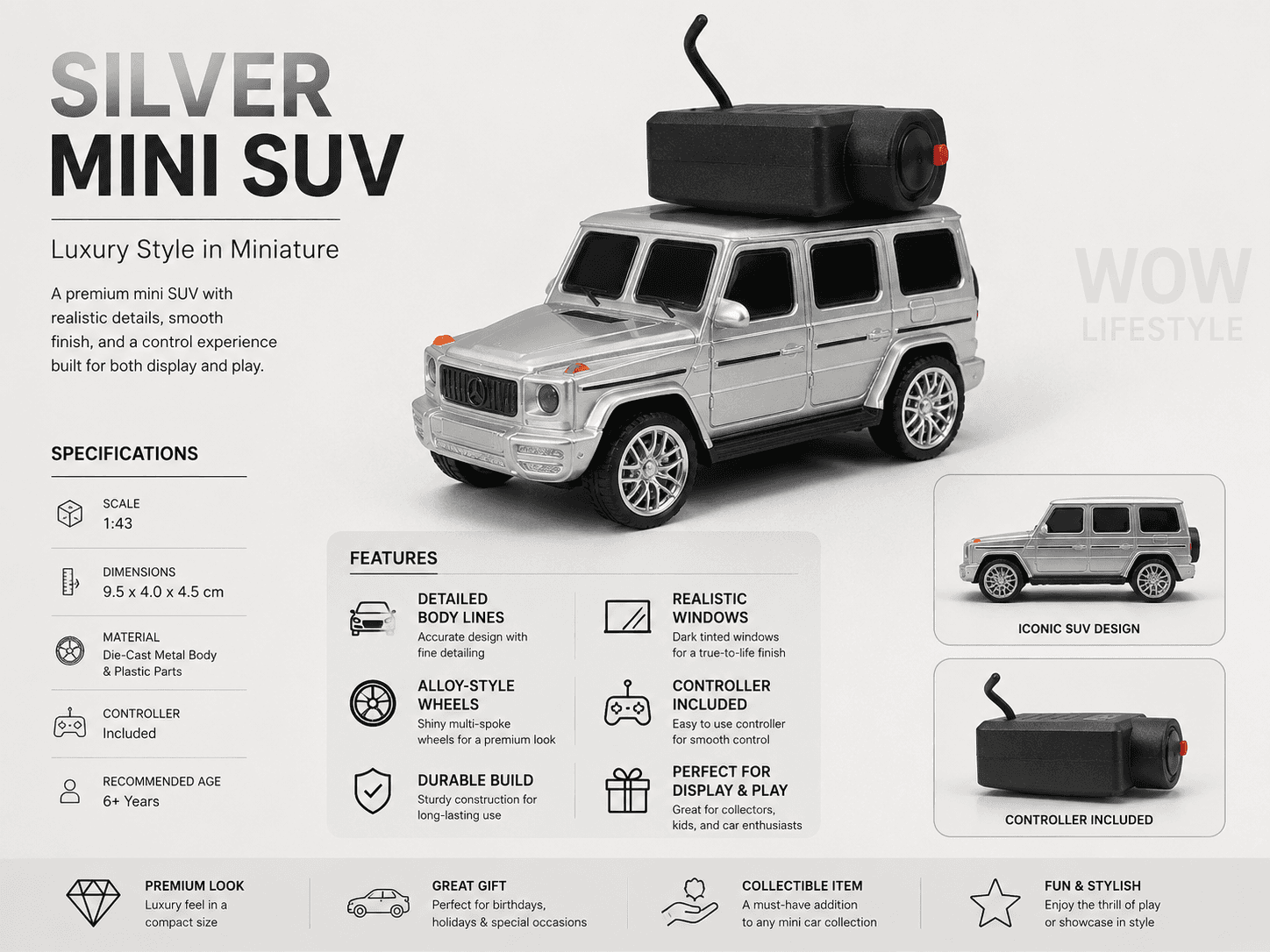WLtoys 6406-C 1:64 FPV Camera RC Car — Mercedes G63 Style, Silver — view 4