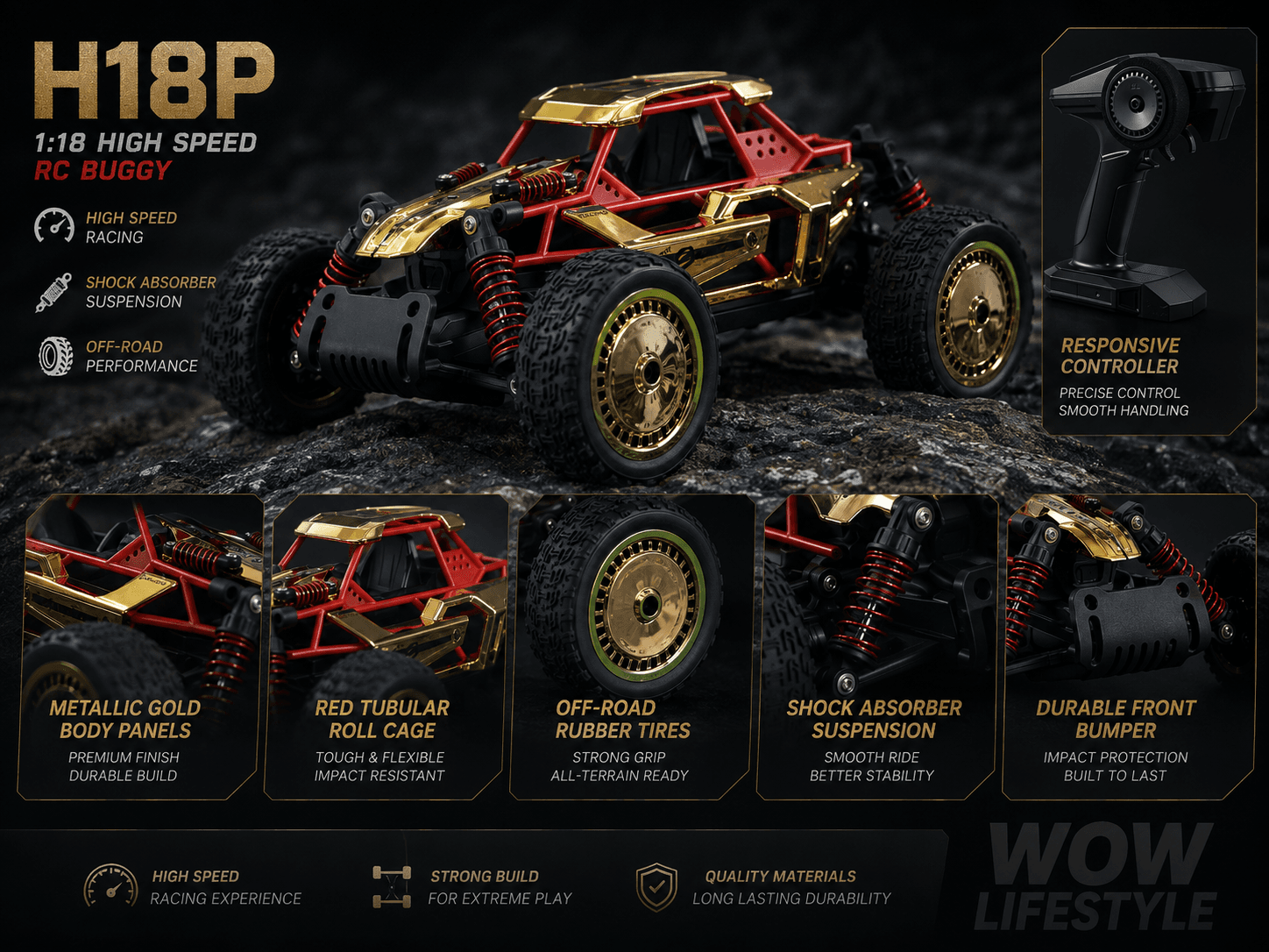 Sulong 1:14 Die-Cast RC Buggy – Gold Memorable Edition, RTR — view 5