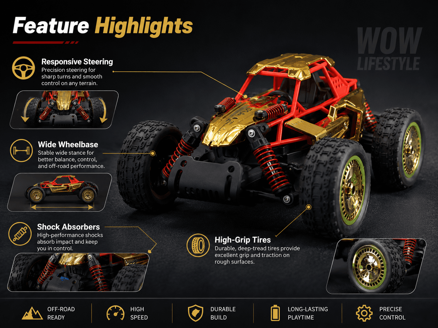 Sulong 1:14 Die-Cast RC Buggy – Gold Memorable Edition, RTR — view 7