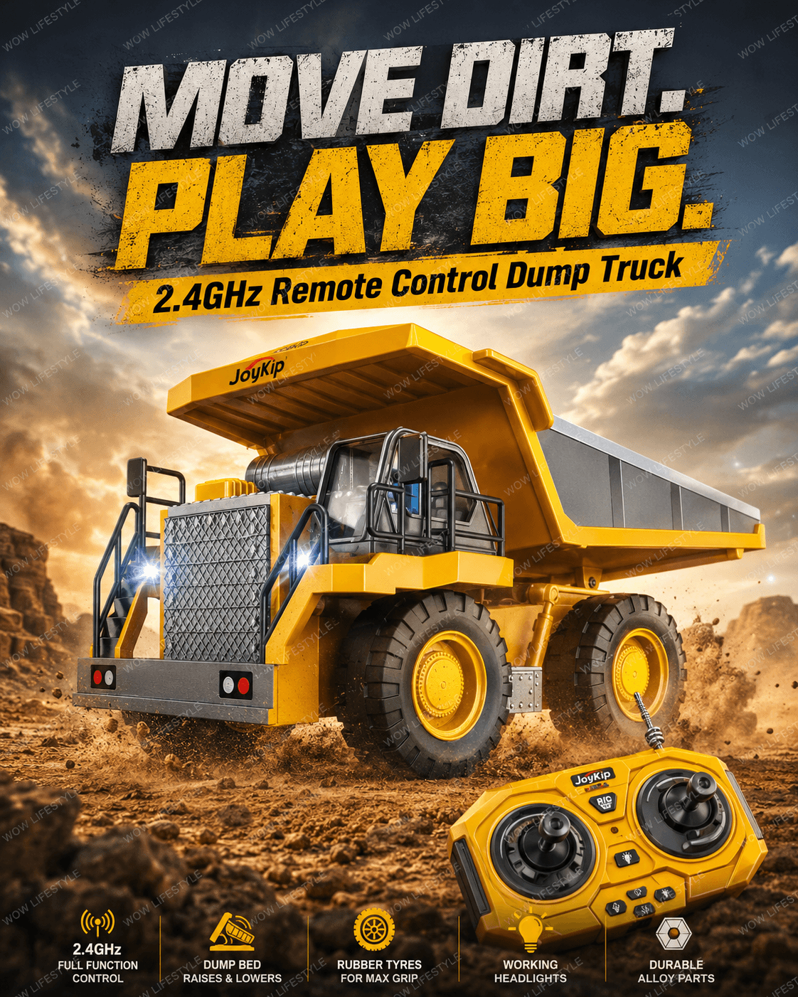 YIGONG YG258-E 9-Channel RC Alloy Dump Truck — 2.4GHz