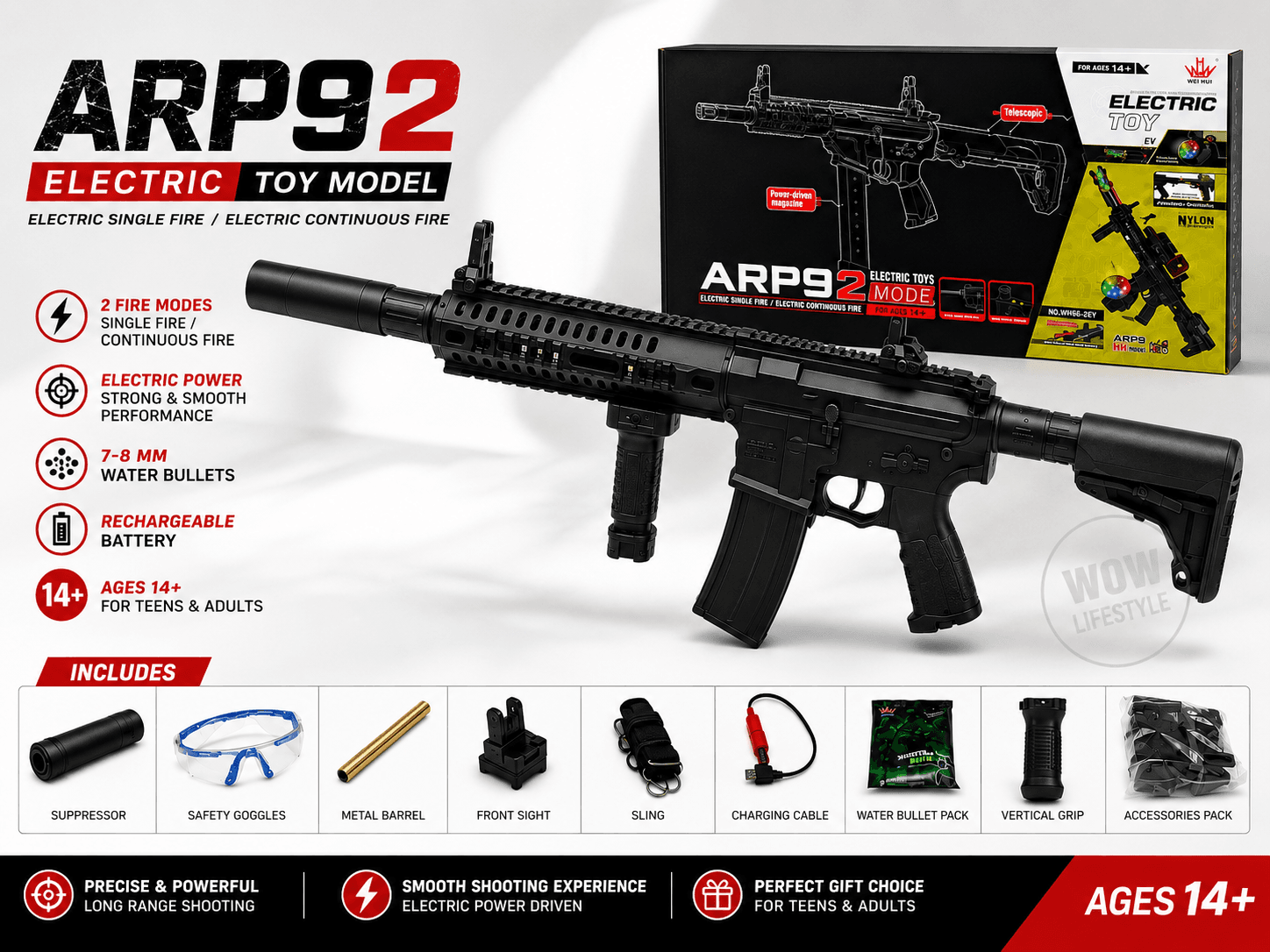 Wei Hui ARP9 2-Mode Electric Gel Blaster — Nylon Body, 14+ — view 2