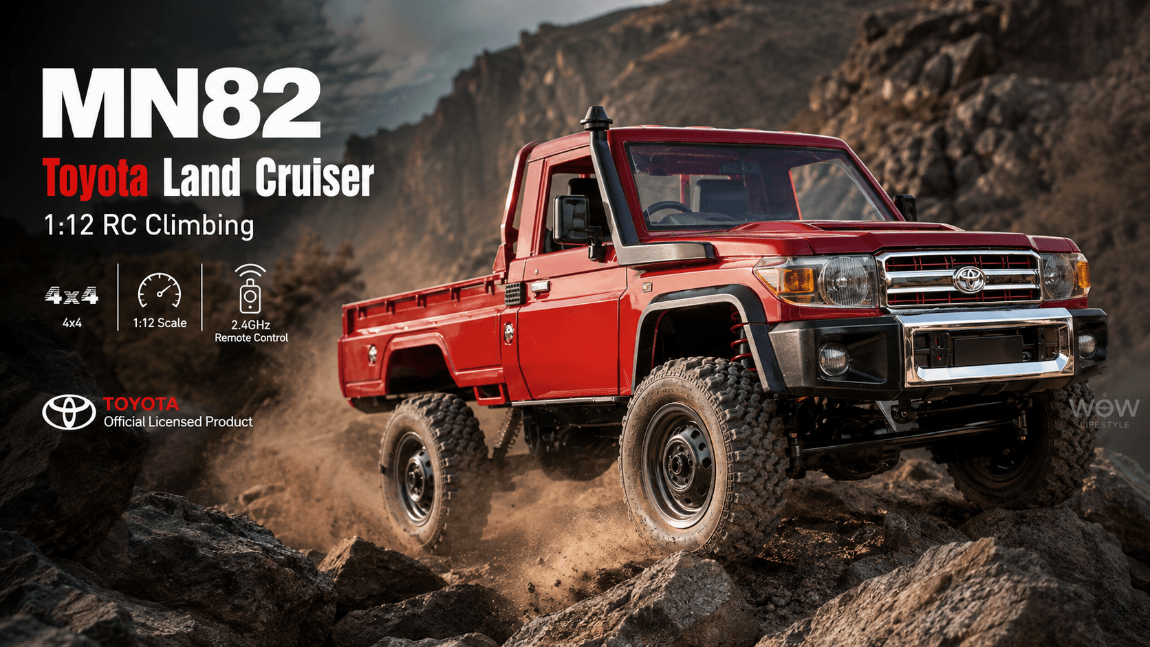 MN Model MN82 Toyota Land Cruiser LC79 1:12 4WD RC Pickup — Red Wine — view 7