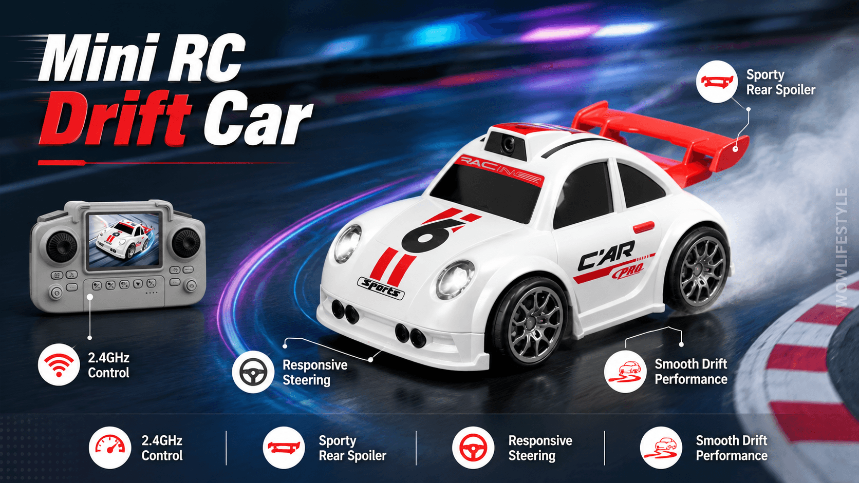 CAR PRO Sports FPV RC Car with Camera — White — view 6