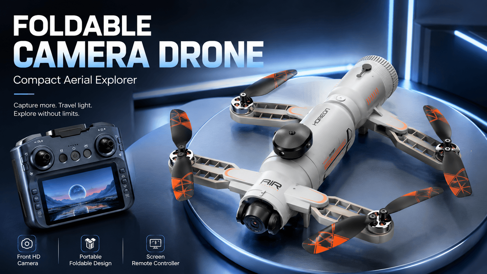 SHRC AE22 WiFi FPV Camera Drone with 4.3-inch LCD Controller — White — view 7