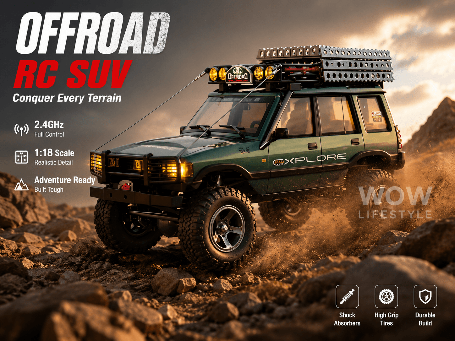 JXC LR1801 1:18 4WD Dual-Speed RC Rock Crawler — Land Rover Discovery Style, 4 Liveries, 14+ — view 10