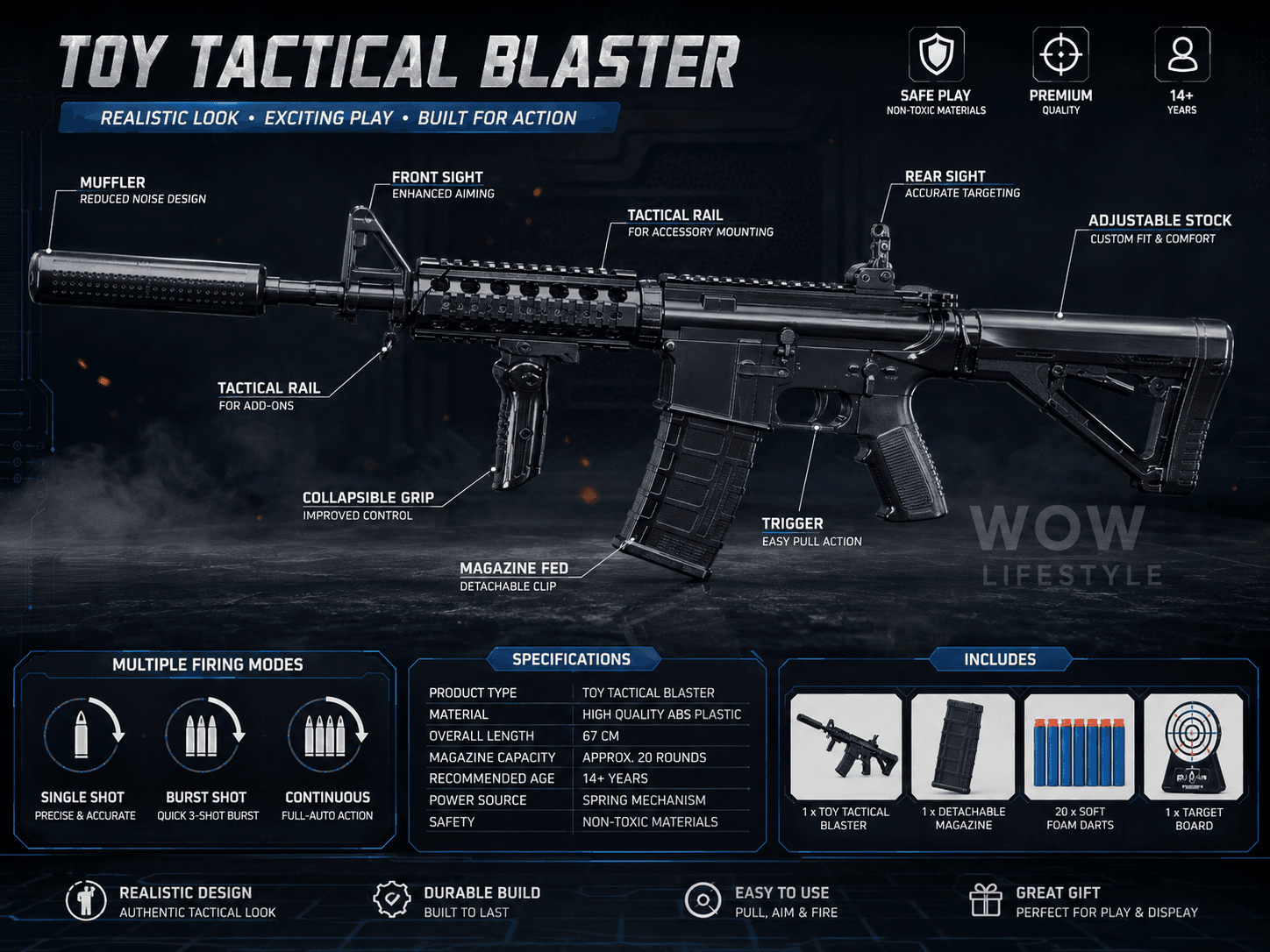Tian Gong XS-1801 M4A1 Electric Full-Size Gel Blaster with Suppressor — 87 cm, Foregrip, 14+ — view 5