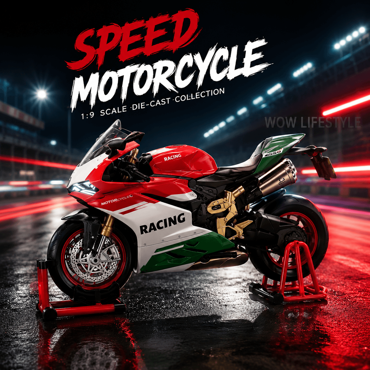 TY Models "Speed Motocycle" — Ducati Panigale Racing Diecast with Sound, Light, Spray + One-Click Start, 14+