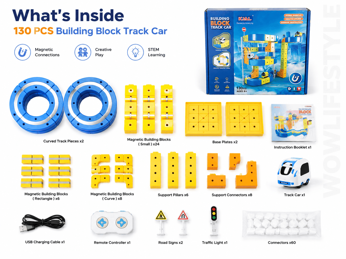 K.LAL Building Block Track Car — 130pcs, Magnetic Walking Mechanism, DIY, 6+ — view 5