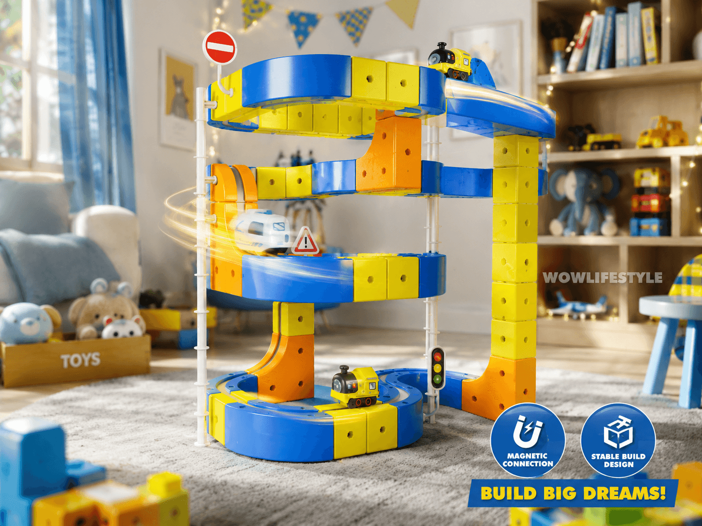 K.LAL Building Block Track Car — 130pcs, Magnetic Walking Mechanism, DIY, 6+ — view 1