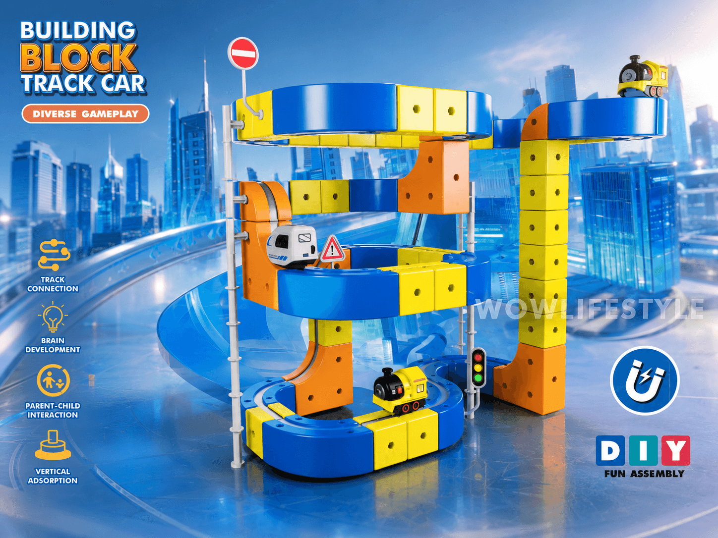 K.LAL Building Block Track Car — 130pcs, Magnetic Walking Mechanism, DIY, 6+ — view 6