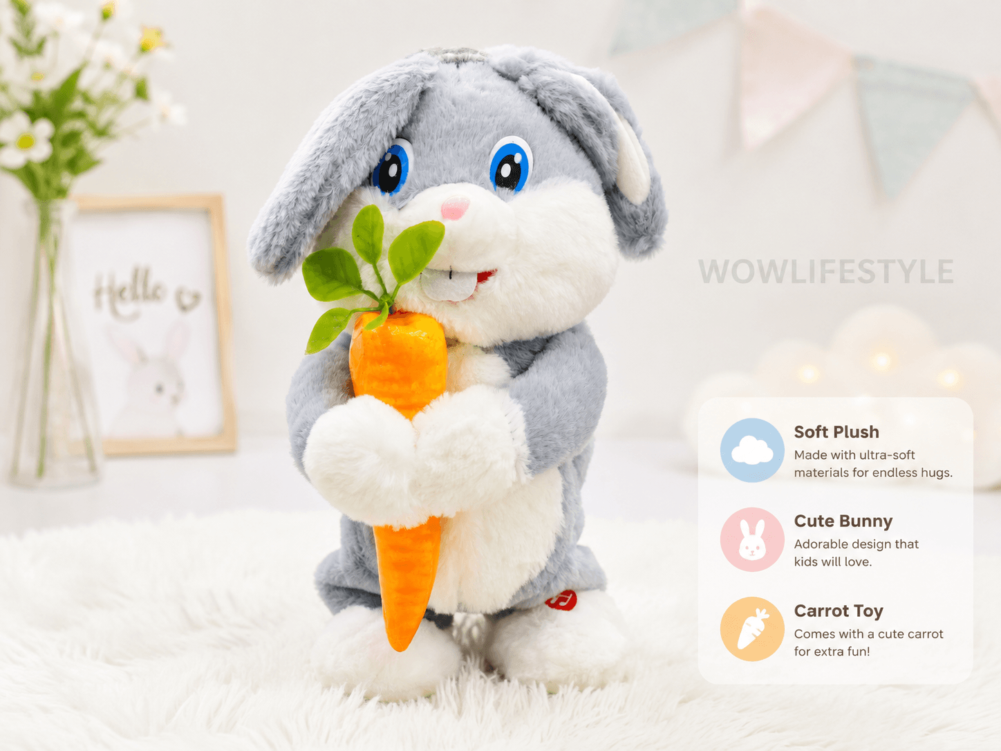 Musical Plush Bunny with Carrot — Interactive Sound Toy — view 3
