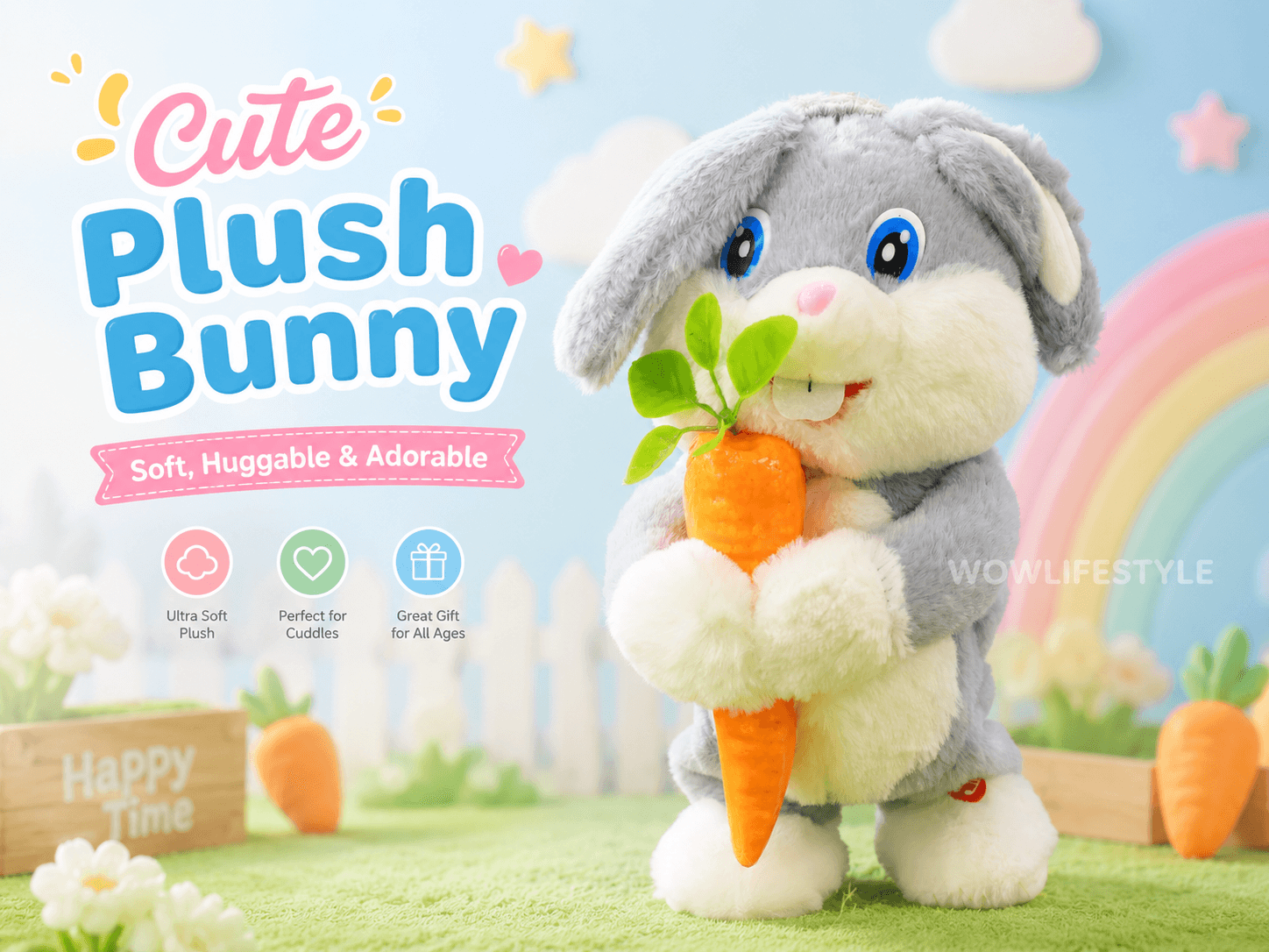 Musical Plush Bunny with Carrot — Interactive Sound Toy — view 5