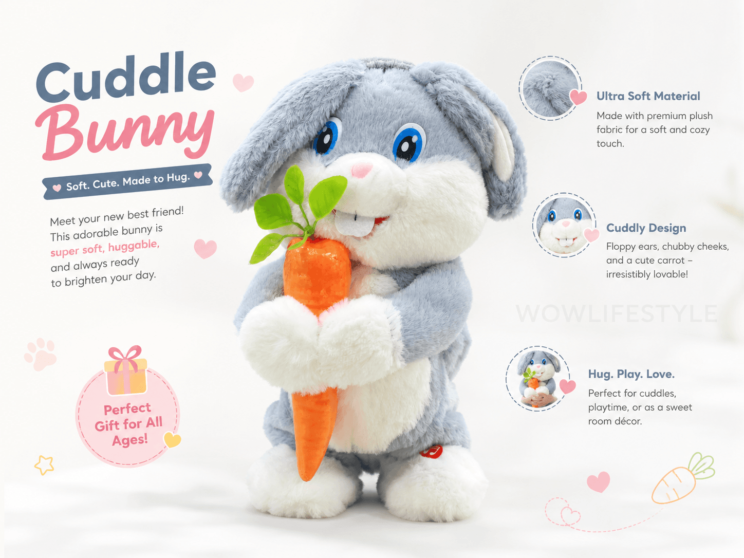 Musical Plush Bunny with Carrot — Interactive Sound Toy — view 1