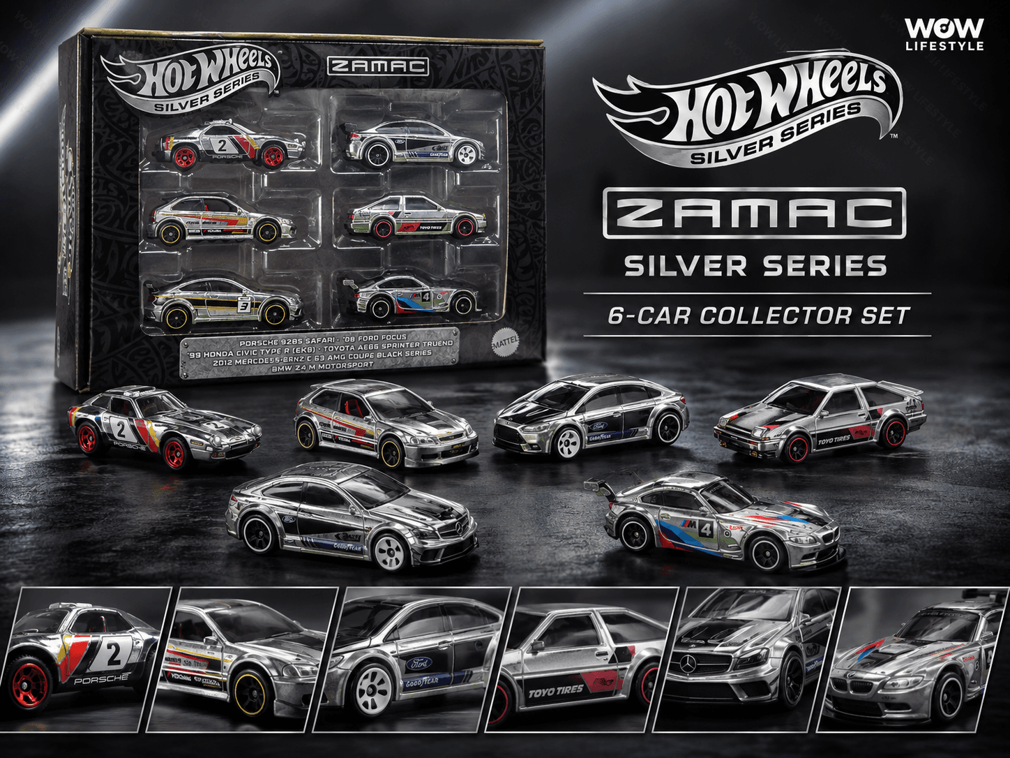 Hot Wheels ZAMAC Silver Series 6-Car Set — Unpainted Die-Cast Collector Pack