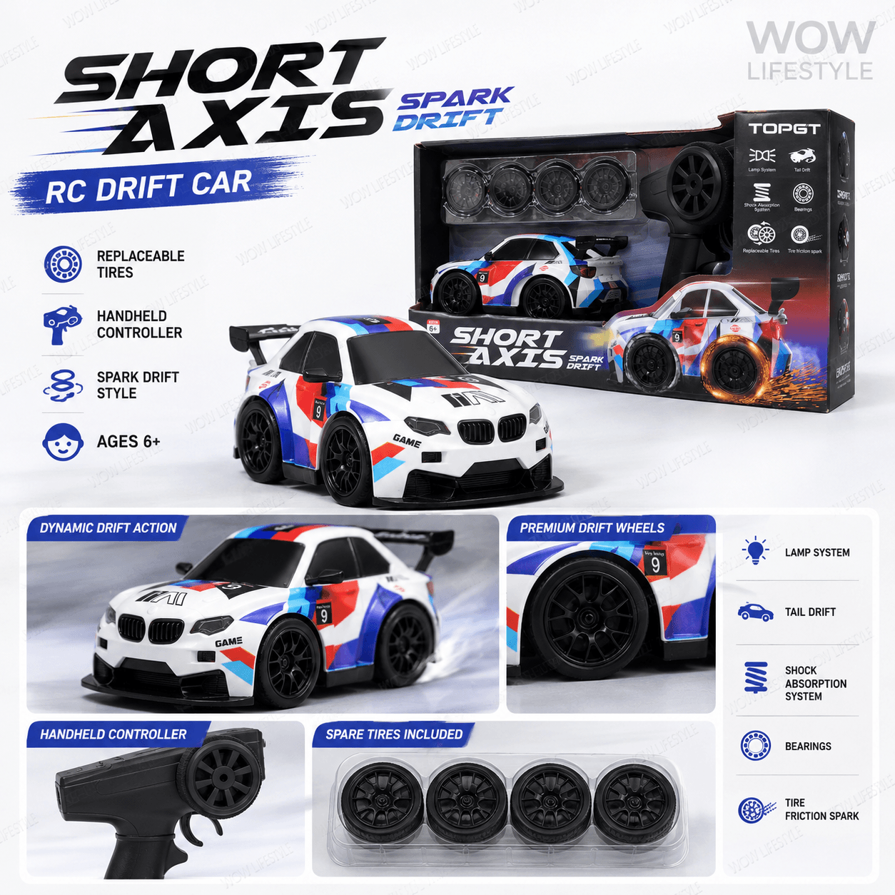 Short Axis Bmw Spark Drift RC Car — Tail-Drift Sparks, 6+ — view 7