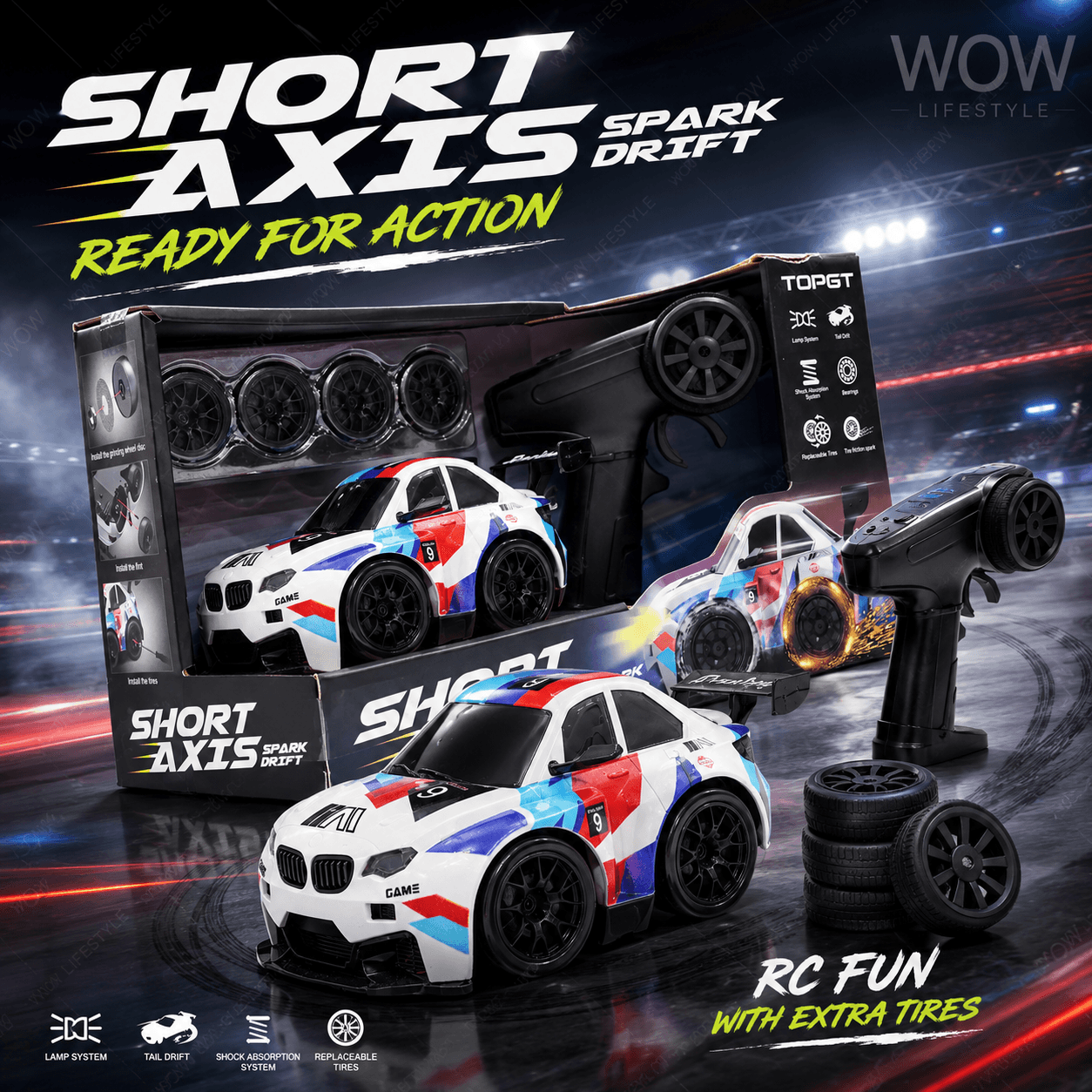 Short Axis Bmw Spark Drift RC Car — Tail-Drift Sparks, 6+ — view 1