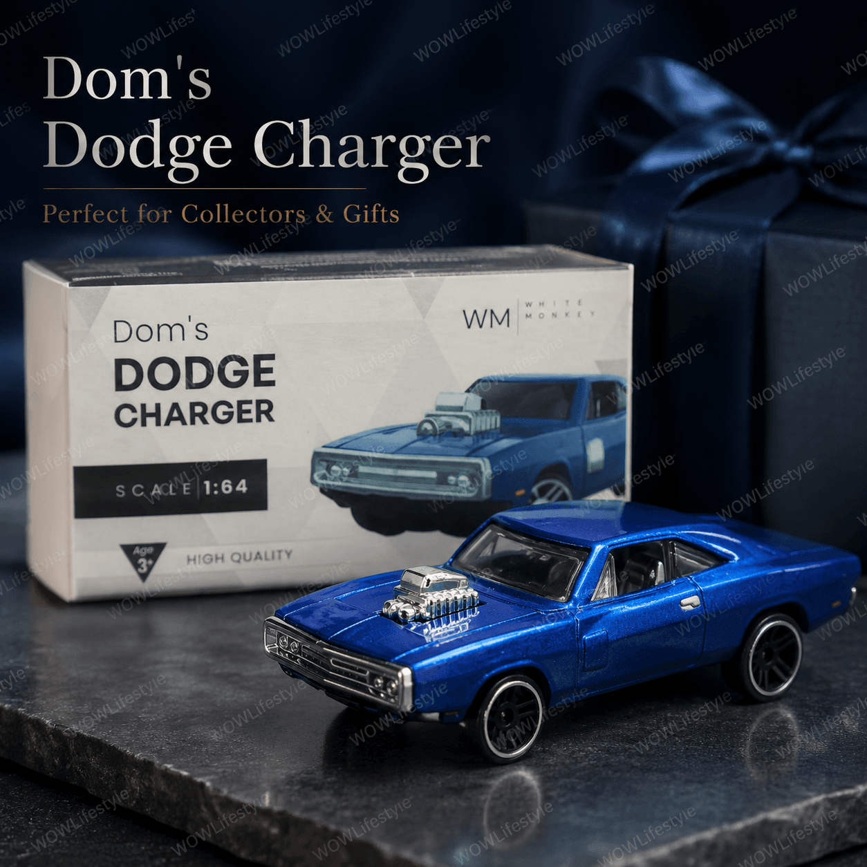 White Monkey Dom's Dodge Charger — 1:64 Alloy Diecast, 3+